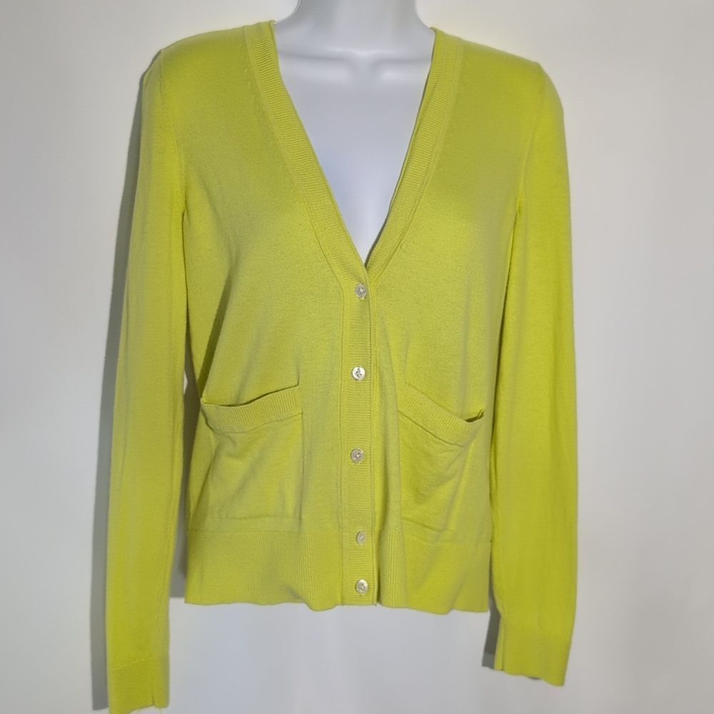 Banana Republic Neon Yellow Women's Cardigan - Picture 2 of 14